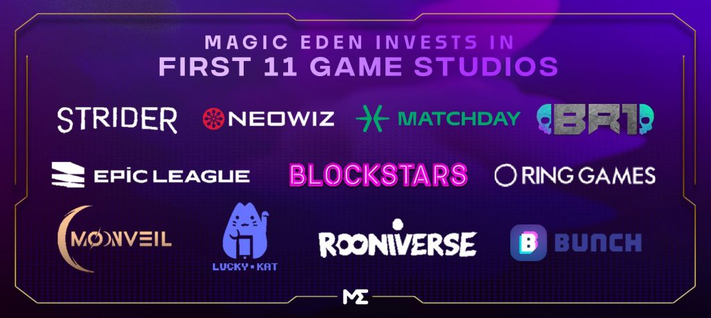 速览Magic Eden投资的11家Web3游戏工作室！