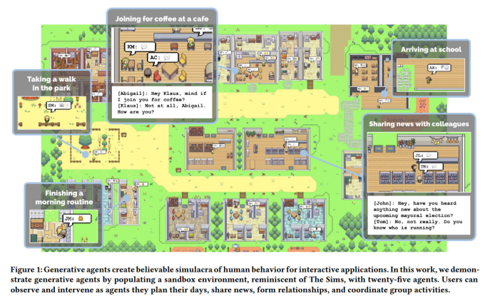 斯坦福和谷歌揭示未来游戏新模式：25个AI智能体 在虚拟小镇自由成长！
