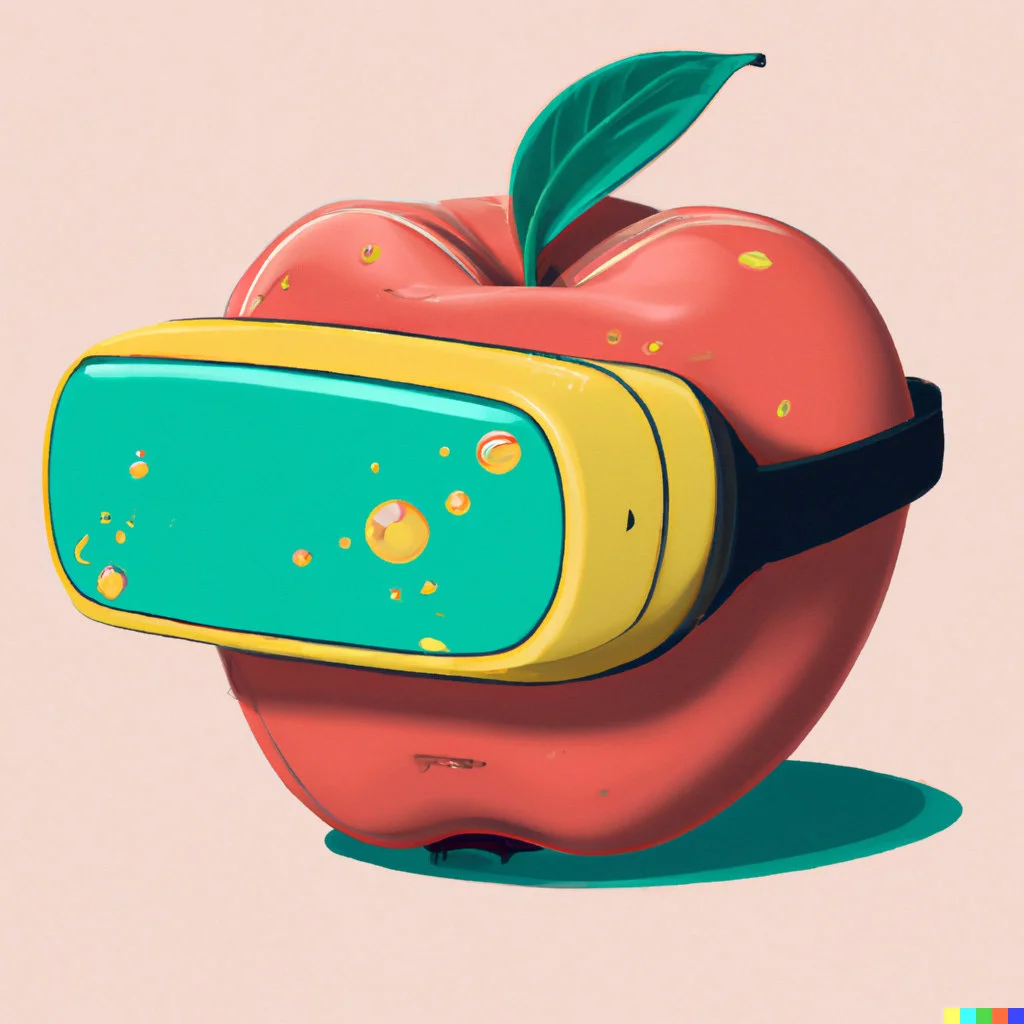 “戴着VR头显的一颗苹果”/ DALL-E
